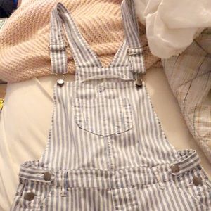 Stripped Denim Overalls